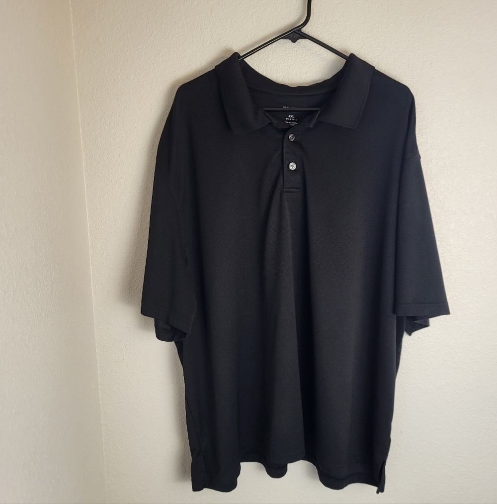 Van Heusen Black Polo Shirt Short Sleeves Men's Size 4X - Picture 1 of 6